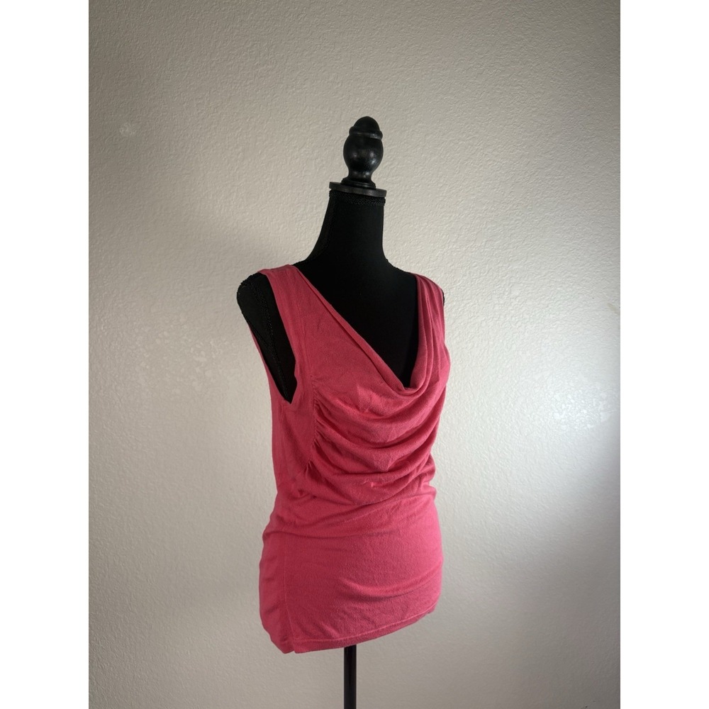 Y2K‎ CACHÉ Hot Pink Cowl Neck Sleeveless Ruched Tank Top Stretchy Medium